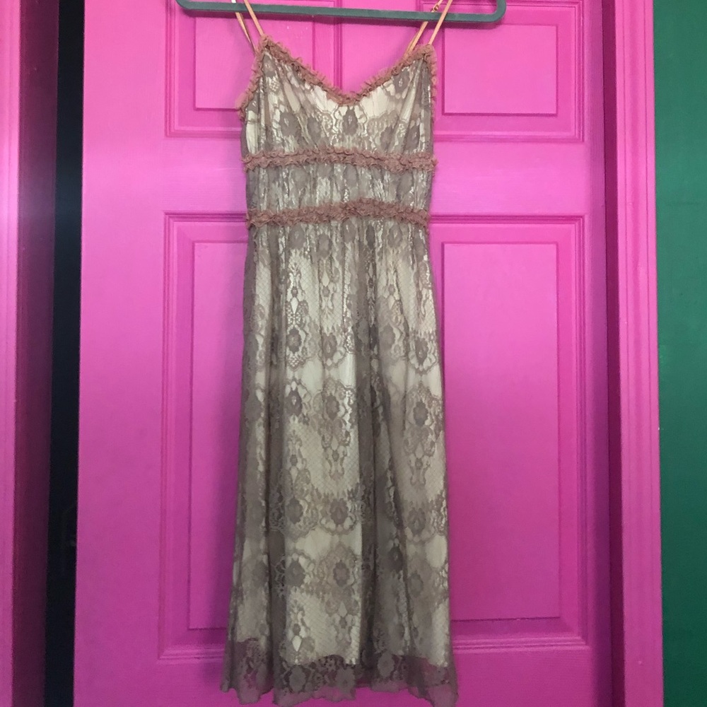 Lace spaghetti strap, knee length